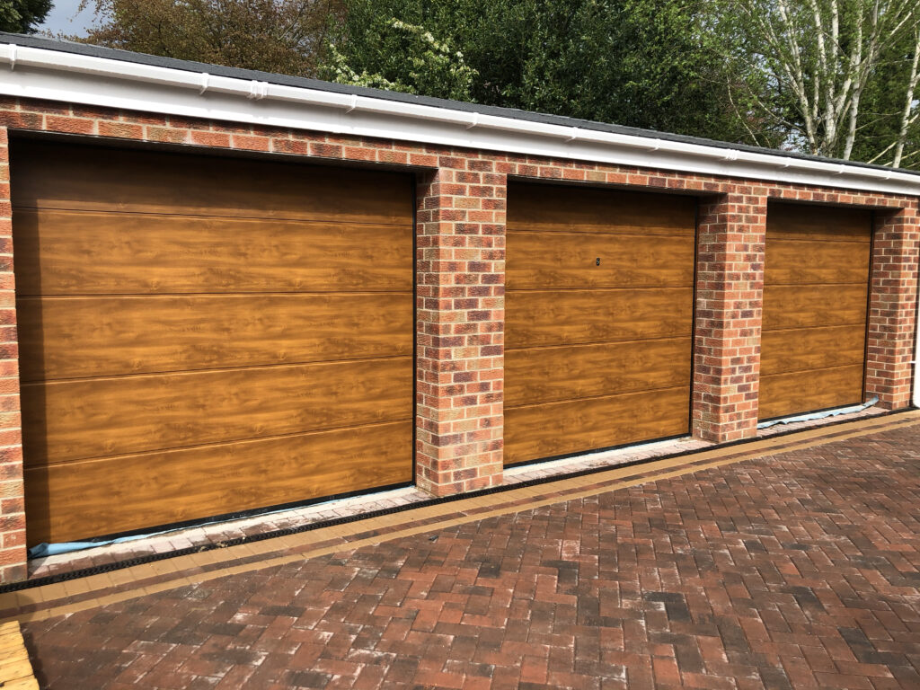 Golden Oak sectional garage doors